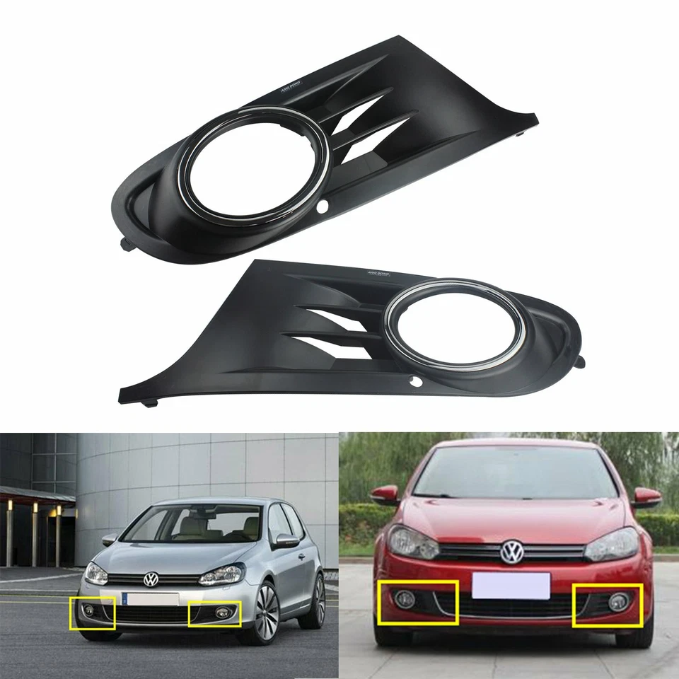 VW Golf 6 Mk6 Front Bumper Driving Fog Light Cover Surround Grill 2008-2013 Pair