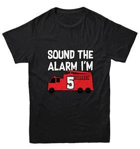 Sound The Alarm I'm 5 - Future Firefighter Truck Hero Youth T-Shirt - Picture 1 of 20