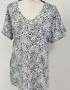 Women's Tshirts Casual V Neck Short Sleeve Loose Summer Tunic Tops, Leoprint 1,S - Picture 1 of 4