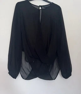 Top cruzado Topshop negro semi transparente talla 10 - Imagen 1 de 5