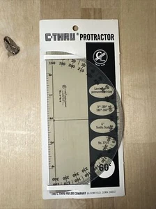 C-Thru Protractor No. 376-E, 6 Inch, New on Card 0-180, 180-360 - Picture 1 of 4