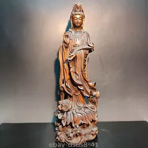 Wooden Chinese Kwan-Yin Statues Figurines Quan Yin Statues Buddha Wood Carving - Picture 1 of 11