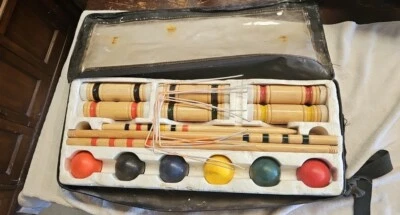 VINTAGE SPORTCRAFT 6-Player Croquet Set with Travel Case ZIPPER BROKEN - Image 1 of 3