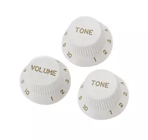 BOUTON POTENTIOMETRE GUITARE TYPE STRAT BLANC (LOT DE 3) - Imagen 1 de 3