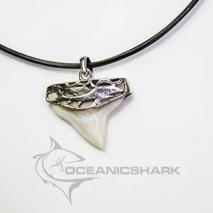 Bull Shark tooth silver necklace for sale carving solid s2 - Picture 1 of 6
