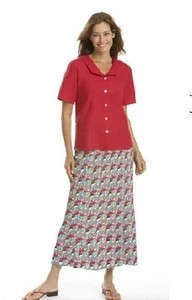 NUEVA FALDA VINTAGE DE LINO Rayón THINKING TROPICS ATADA Y VERDADERA Dobladillo Swishy 6 estampados - Imagen 1 de 1