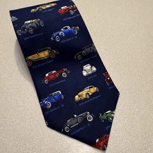 Robert Talbott 2002 Pebble Beach Concours Tie FERRARI BUGATTI BENTLEY ROLLS ROYC - Picture 1 of 8