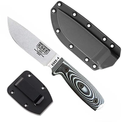 Hoja fija de borde liso ESEE-4 S35VN acero con contorneado gris/negro 3D G10 Foto 1 de 3