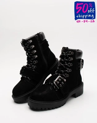 RRP€170 CARVELA Combat Boots US6 EU36 UK3 Treated Buckle Straps Lug Sole - Image 1 of 4