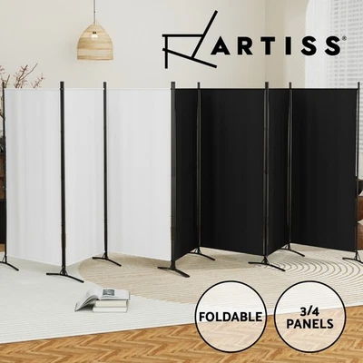 Artiss 3/4 Panel Room Divider Screen Partition Privacy Fold Stand White/Black - image 1 of 4