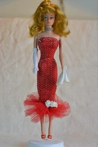 Vintage Barbie Clone Of #982 Solo In The Spotlight, Red Metallic Fishtail HK 60s - Bild 1 von 8
