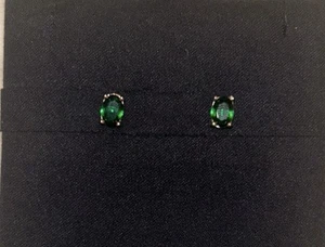 1.32 CT Lab-Created 14K White Gold Green Emerald Diamond Earrings - Picture 1 of 2