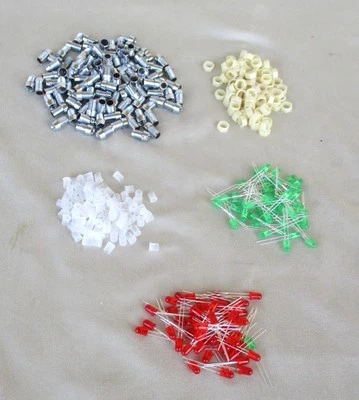 Chrome Plastic Silver Bezel LED Holder Panel Mount Nut Base & LED's 100 Pcs. - Image 1 of 2