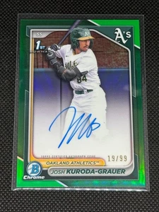 2024 Bowman Draft Josh Kuroda-Grauer 1st Chrome Autograph Auto Green /99 - Picture 1 of 2