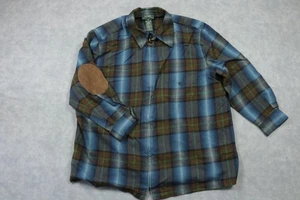 Camisa Lauren Ralph Lauren para mujer 3X azul marrón a cuadros lana cremallera frontal codo parche - Imagen 1 de 10