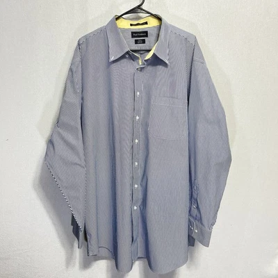 Paul Fredrick Dress Shirt Mens 19X36 Blue Striped Long Sleeve Classic Non Iron - Image 1 of 4