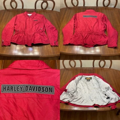 Harley Davidson Women's 2XL Motorcycle Riding Jacket Spellout Logo Full Zip Red - Image 1 of 4