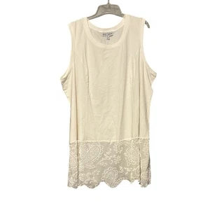 Kathleen Kirkwood Tank w Velvet Extender Size 3X White - Picture 1 of 6