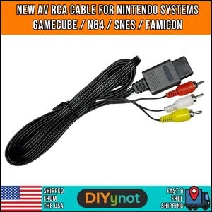 NEW Composite AV Cable For Nintendo Systems SNES Famicon N64 Gamecube Game RCA - Picture 1 of 4
