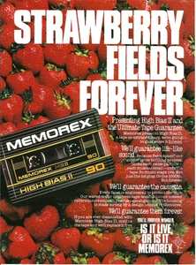 Cintas de casete Memorex 1984 Strawberry Fields Forever impresión vintage anuncio - Imagen 1 de 1