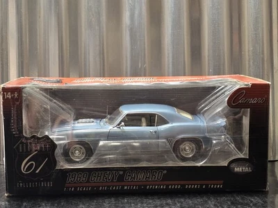 Highway 61 DCP 1969 Chevy Camaro SS 1:18 Scale Diecast Car 50383 Glacier Blue - Image 1 of 4