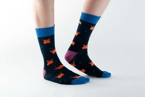 Doris And Dude Socks Navy With Highland Cows Organic Cotton/Bamboo Kids Size12-3 - Picture 1 of 2