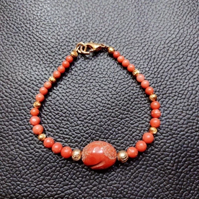 Bracciale di perle corallo naturale Italia corallo rosso-rosa non tinto... - Immagine 1 di 4