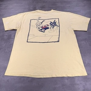 True Vintage 80s Skate T Shirt XL M Crop Fit Gelb Single Stitch Art Graphic 87 - Bild 1 von 15