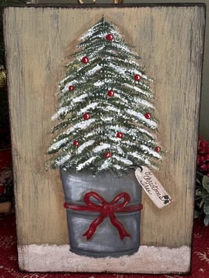 *~* HAND PAINTED "O CHRISTMAS TREE" *~* DECORATED TREE *~* RECLAIMED WOOD - Image 1 of 2