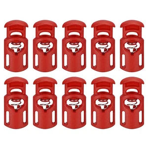 30Pcs 5.5x3mm Cord Lock Plastic Single Hole Spring Toggle Stoppers, Red - Picture 1 of 7