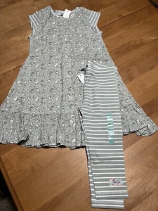 Naartjie Designer Girls Set, Birds Sage Green. NWT Size 6&7. - Picture 1 of 11