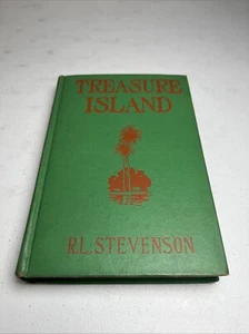 Vintage Treasure Island Book Robert Louis Stevenson Green Hard Cover - Picture 1 of 15
