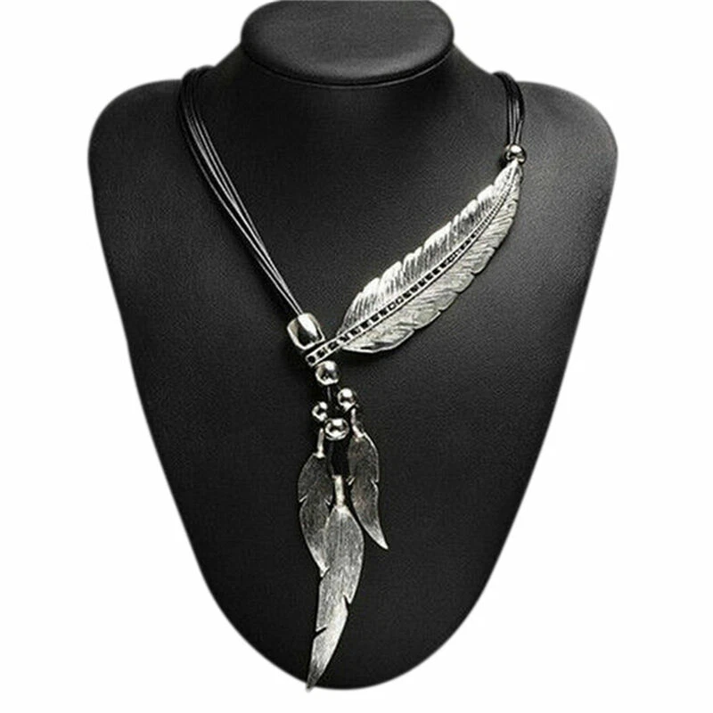 925 Argento Sterling Aquila Hawk Falcon Piuma Collana (Ciondolo + Corda di Pelle - Immagine 1 di 1