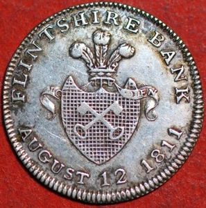 Wales Flintshire 6 Pence Silver Token Rare - Picture 1 of 2