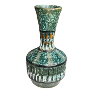 Mid 20th Century Speckled Italian Bud Vase Green Glazed - Picture 1 of 7