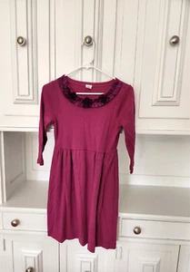 NEW Crewcuts Sweater Knit Dress Purple 3/4 Sleeve Ruffle Neck Size Girls 14 - Picture 1 of 7