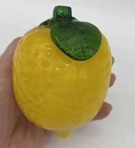 Hand Blown Glass Lemon Art Glass Fruit 4.5 X 3 In Murano Style Glass Lemon - Picture 1 of 10
