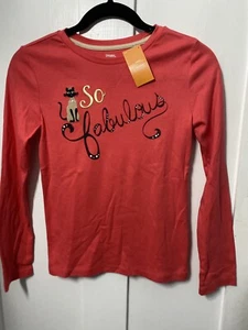 NWT Vtg Gymboree Girls Sz12 PURRFECTLY FABULOUS Coral L/S Top "So fabulous" Cat - Picture 1 of 4