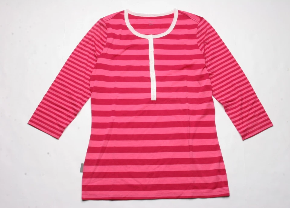 Top a rayas Icebreaker Tech SS Henley para mujer (M) frambuesa/impactante/nieve Foto 1 de 1