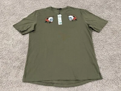 Camiseta Sisley Verde Calavera Rosa Adulto Grande Nueva Con Etiquetas Skateboarding Foto 1 de 4