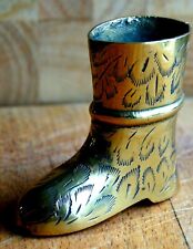 MINIATURE CAST BRASS BOOT MADE IN INDIA - 73mm TALL X 80mm TOE TO HEEL - TOOLED 