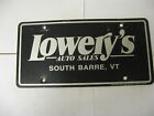 Vermont Vt Lowery's Auto Sales South Barre Dealer Booster Front License Plate