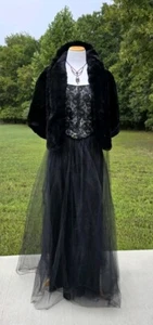VTGunne Sax Maxi Skirt Tulle w/ Matching Corset Black Goth Sz 7/8 M-L Very RARE  - Picture 1 of 24