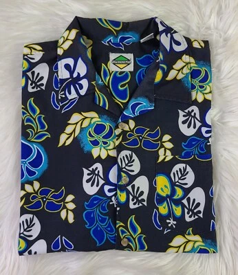 翻盖纽扣衬衫男式 (XL) 美国制造花卉短袖软壳 — 第 1/4 张图片