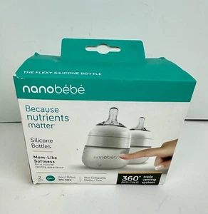 2er Pack Nanobebe Silikonflasche BPA frei, 360 Grad 5oz/150ml NEU - Bild 1 von 4