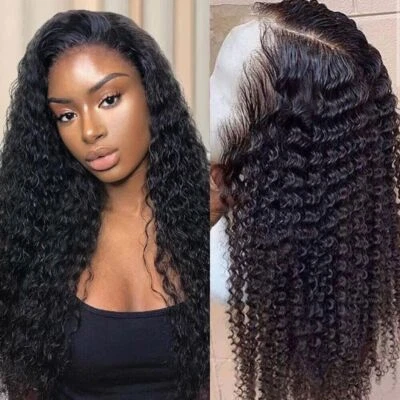 Long Pre Plucked Curly Brazilian Human Remy Hair 13×4T Lace Front Wig Glueless - Image 1 of 4