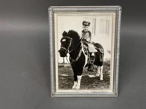 Antique Vintage Photo Boy on Horseback Chaps Horse Pony Cowboy Framed 6” X 8” - Picture 1 of 6