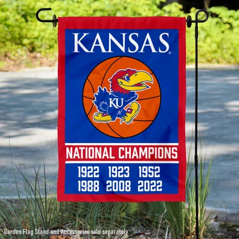 Kansas KU Jayhawks 6 Time College National Basketball Champions Garden Yard Cover