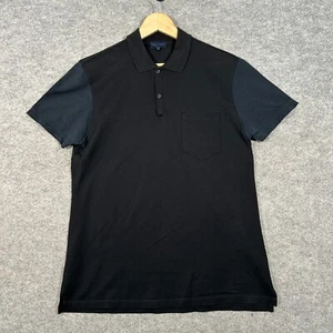Camisa Polo Lanvin Para Hombres Pequeña Negra Azul Manga Cuello Bolsillo Diseñador Top - Imagen 1 de 10