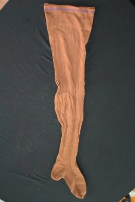 罕见 Deadstock 法国 1920 年代 RUST 棕色棉针织袜 31 英寸长 — 第 1/3 张图片